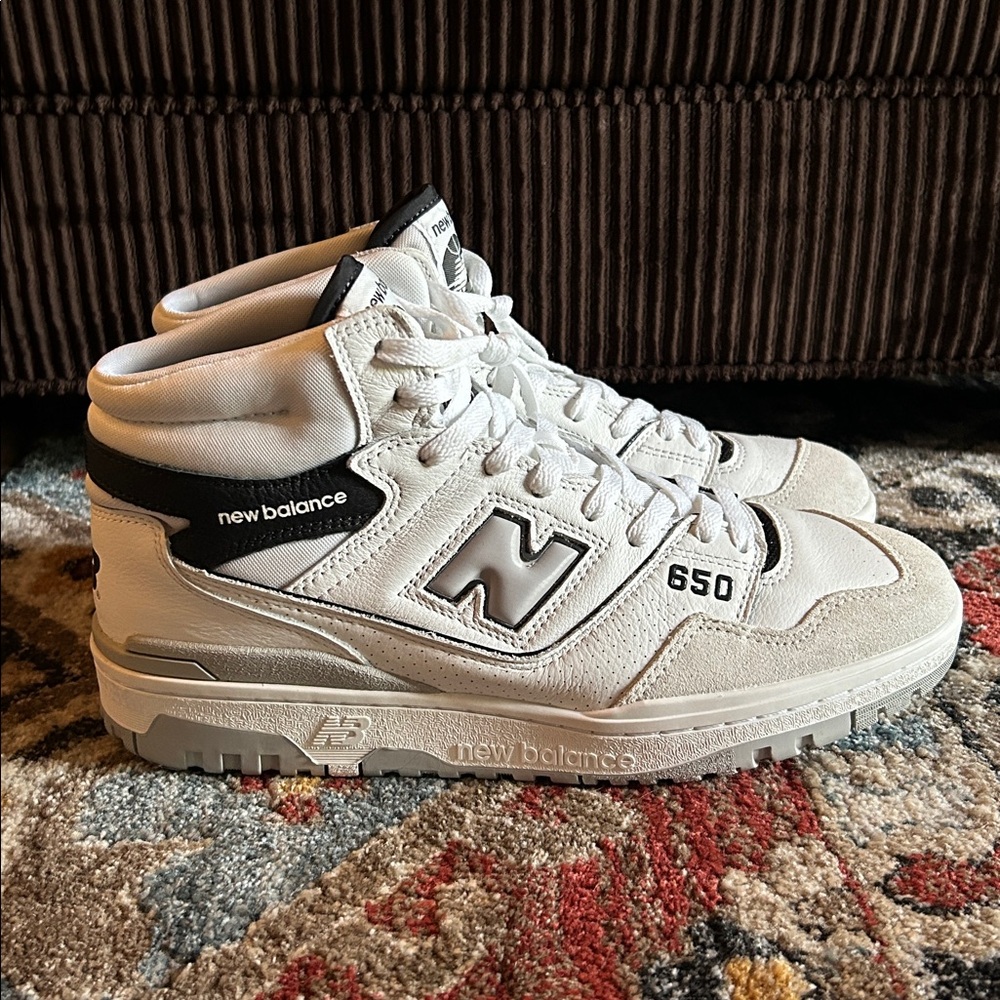 New Balance White and Black 650 High-Tops
